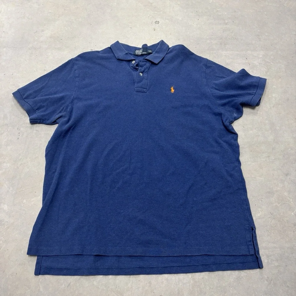 Polo Ralph Lauren Men's‎ XXL Collar Polo Shirt Blue Short Sleeve Pony Preppy